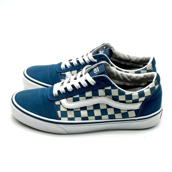 Vans Other - VANS Men's Old Skool Checkered Sneakers White & Blue Size 9